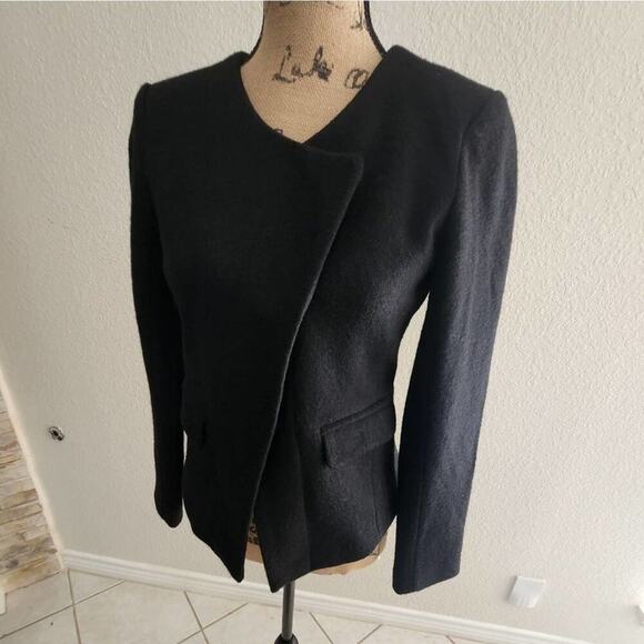 LOFT wool blend asymmetrical contemporary jacket blazer size 2P - Picture 6 of 8
